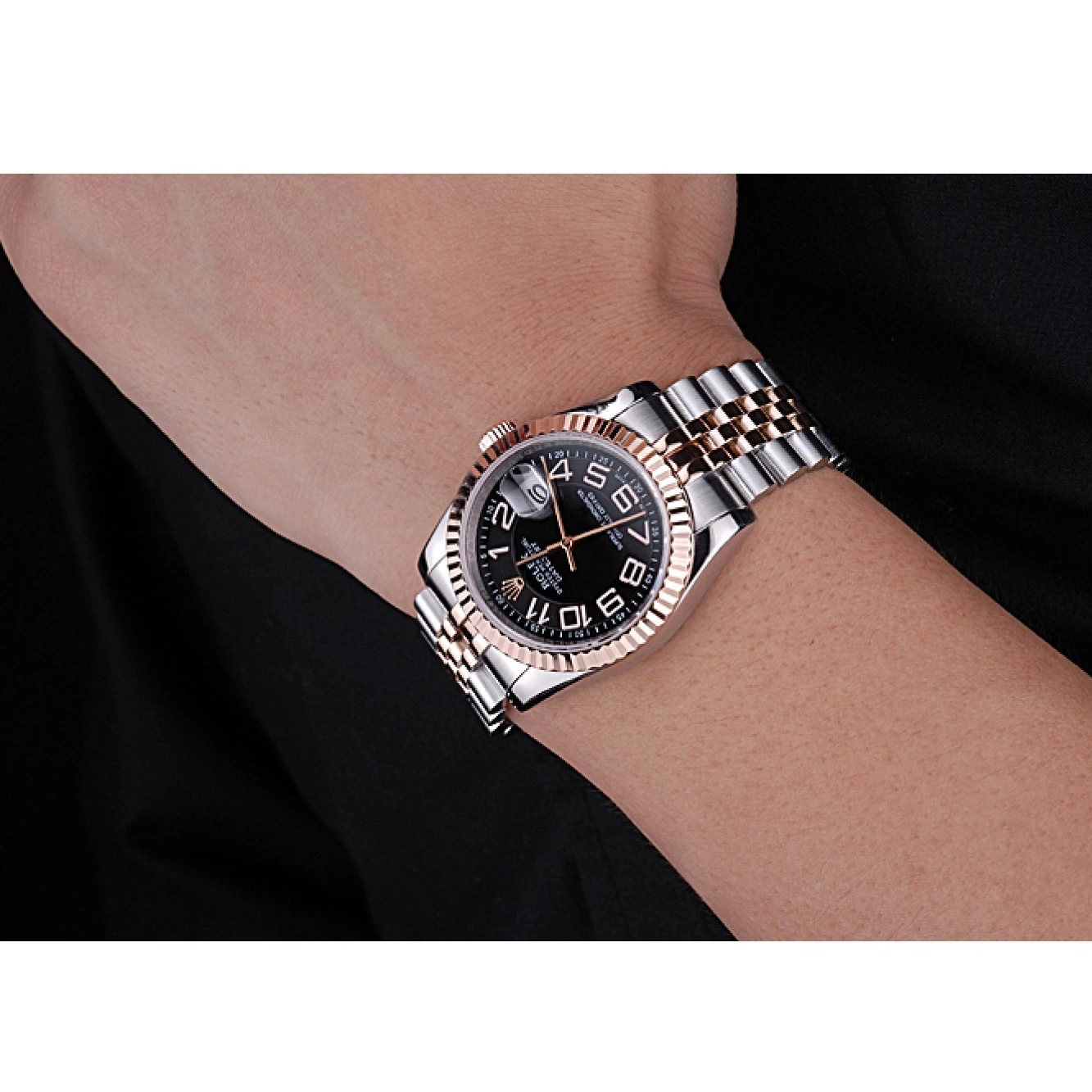 Best AAA Replica Sites Dial Steel and Black Rolex 622545 Bracelet DateJust Stainless Gold 0607